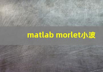 matlab morlet小波